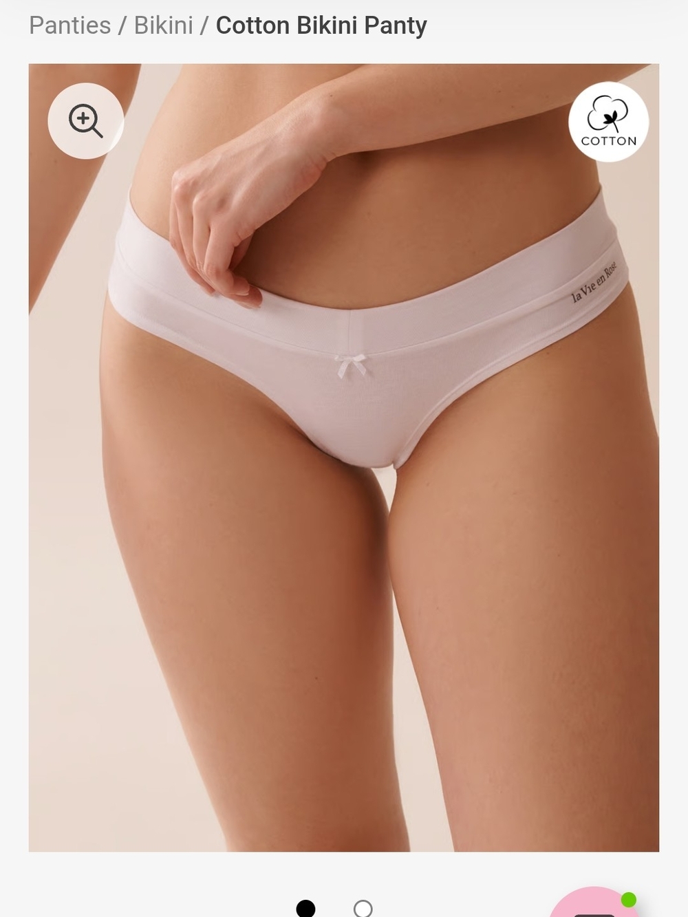 La Vie En Rose White Cotton Bikini Panty with Bow